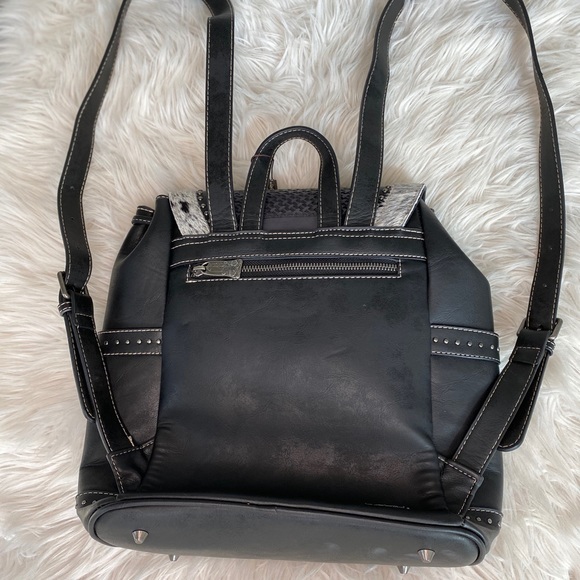 Black Genuine Leather Backpack/Purse - Picture 3 of 3